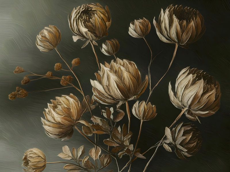 Growing Old III - modern fantasy flower still life by FRESH Fine Art