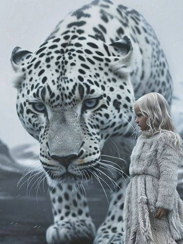 reusachtige luipaard met een meisje