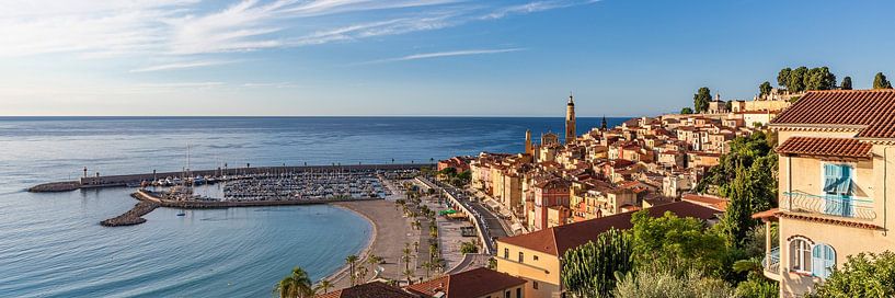 Panoramafotografie Menton an der Côte d'Azur - Frankreich von Werner Dieterich