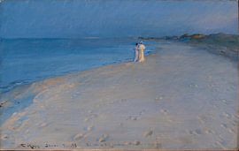 Peder Severin Krøyer – Sommerabend am Südstrand von Skagen. Anna Ancher und Marie Krøyer, 1893 von Atelier Liesjes