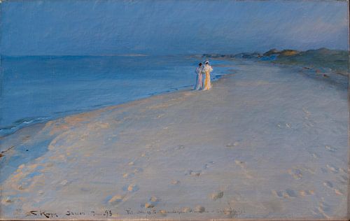 Peder Severin Krøyer – Summer Evening on the South Beach at Skagen. Anna Ancher and Marie Krøyer, 1893 by Atelier Liesjes