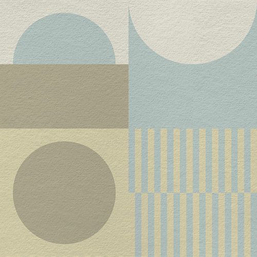 Abstracte geometrische moderne kunst in blauw, beige en bruin