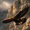 Majestueux aigle royal en plein vol – Photographie animalière spectaculaire au-dessus des montagnes rocheuses sur Design Wall Arts