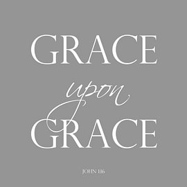 Grace upon Grace – Christian wall inscription in grey by Sandra Hazes