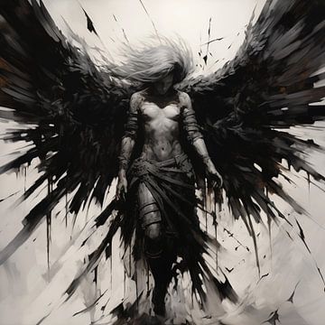 Homme ange noir et blanc sur TheXclusive Art
