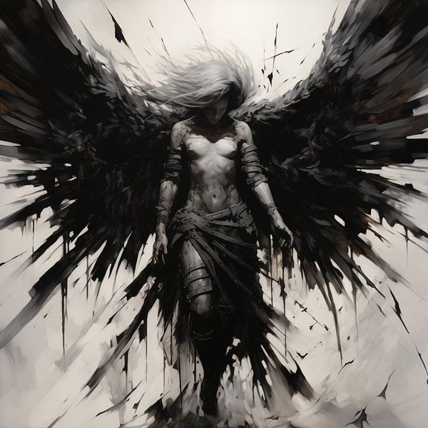 Homme ange noir et blanc par TheXclusive Art
