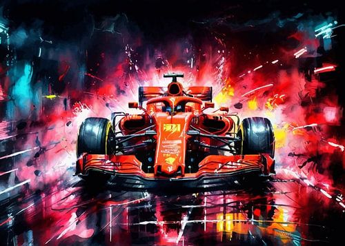 Ferrari Formule Een aquarel