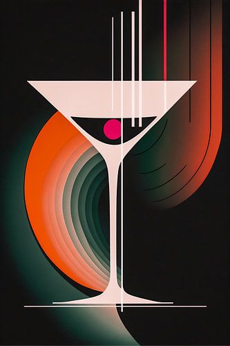 It's cocktail time! Vintage poster van een cocktail