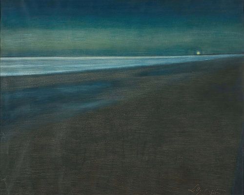 Léon Spilliaert - Zicht op het strand bij nacht (1905) van Peter Balan