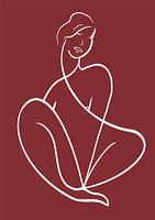 Silhouette of a woman poster in warm shade of red.
