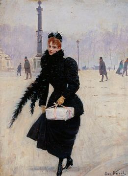 Parijse vrouw op de Place de la Concorde, Jean Béraud