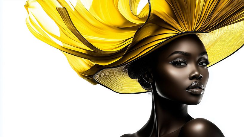 Femme avec un chapeau jaune par Richards Fine Art