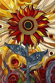 Kleurrijke digitale zonnebloem kunst schilderij van Art & Soul Creations