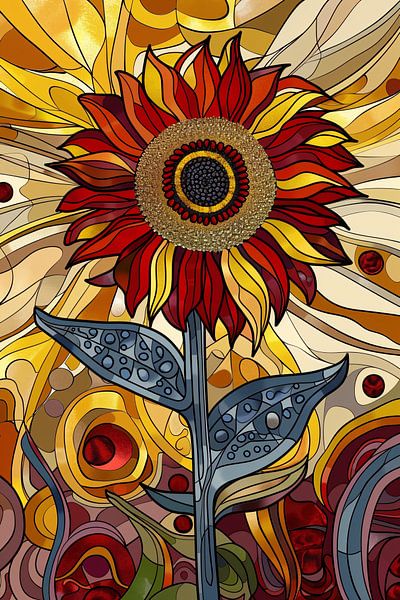 Bunte digitale Sonnenblumenmalerei von Art & Soul Creations