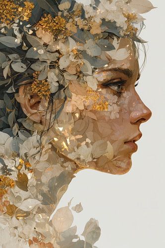 vrouw met bloemen abstract