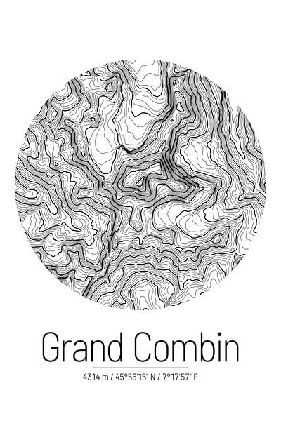 Grand Combin | Kaart Topografie (Minimaal) van ViaMapia