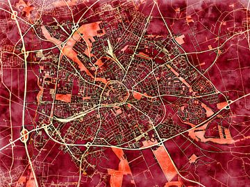 Map of Paderborn with the style 'Amber Autumn' by Maporia