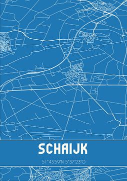 Blauwdruk | Landkaart | Schaijk (Noord-Brabant) van Rezona
