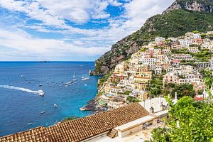 Blick auf Positano an der Amalfiküste in Italien