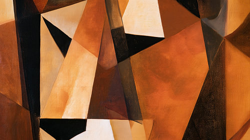 Lion, Cubism, brown