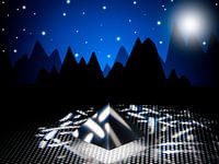 Pyramide in den Bergen bei Nacht