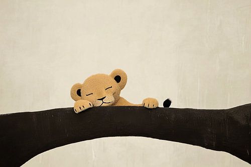 Schattige slapende leeuwenwelp