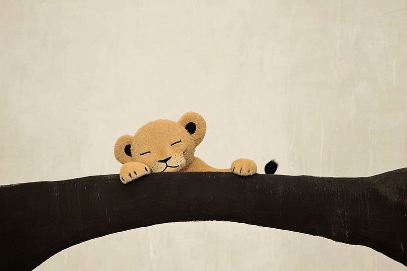 Cute sleeping lion cub by Imperial Art House