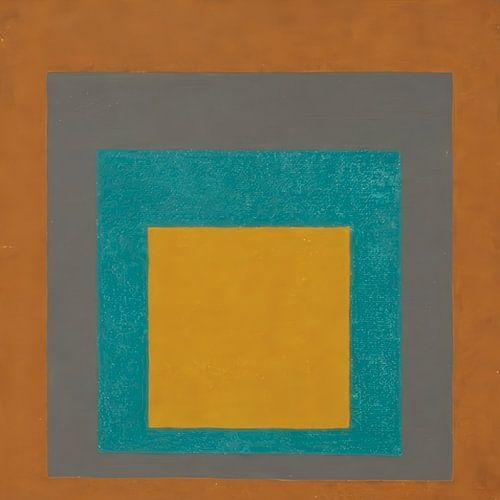 Josef Albers - Hommage aan het plein, geel, grijs, bruin, groen