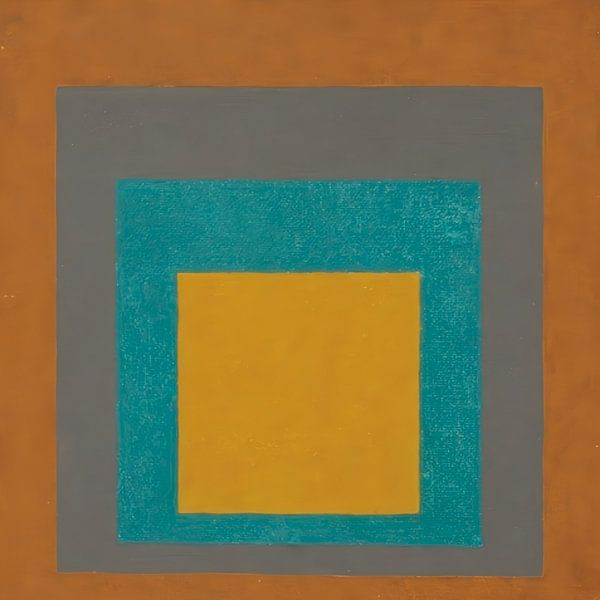 Josef Albers - Hommage an das Quadrat, gelb, grau, braun, grün von Vivanne