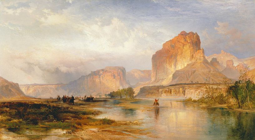Thomas Moran~Cliffs van Green River van finemasterpiece