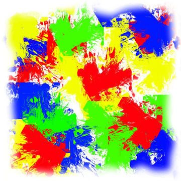 Abstract rood geel groen blauw van Maurice Dawson