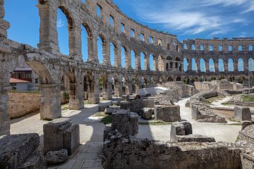 Interior Roman Arena (amphitheatre) in central Pula, Croatia by Joost Adriaanse