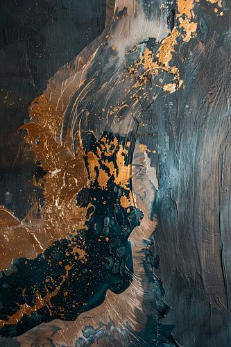 Dynamische abstracte compositie met goud