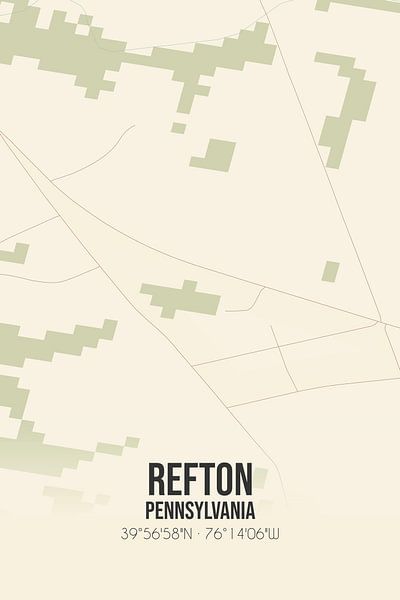 Vintage map of Refton (Pennsylvania), USA. by Prints of Place