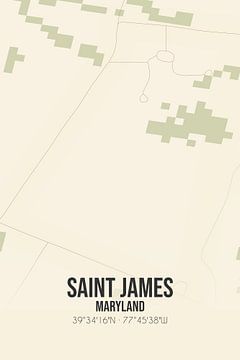 Vintage landkaart van Saint James (Maryland), USA. van MijnStadsPoster