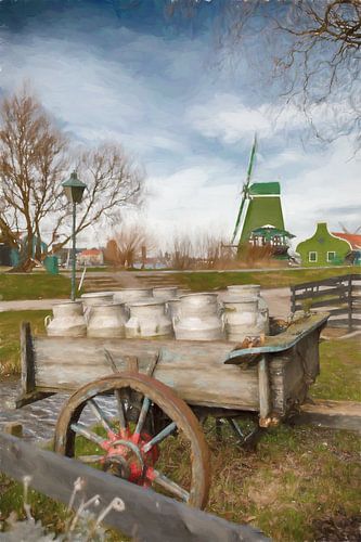 Zaanse Schans Milk cans on cart