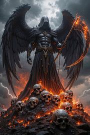 Dark Fantasy Edition: VORGARIEL - Der schwarze Engel des Todes über dem Feuer der Verdammten | Kunst & Fine Art Prints von INFERAURUM