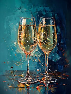 Twee  wijnglazen met champagne