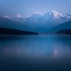 Ortler am Reschensee in avondlicht van Erwin Stevens