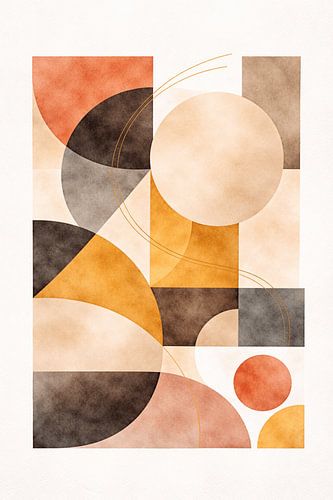 Neutral Geometric Abstract Shapes Modern Wall Art