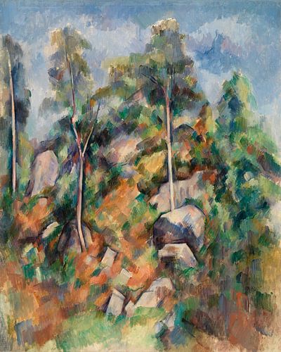 Rotsen en bomen, Paul Cézanne (ca.1904)