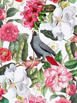 Exotic parrot in the flower jungle by Floral Abstractions