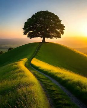 Morgen am Einzelbaum