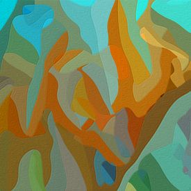 Het abstracte landschap Veluwe. van SydWyn Art