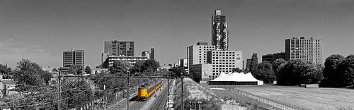 Panorama Tilburg with a train by Anton de Zeeuw