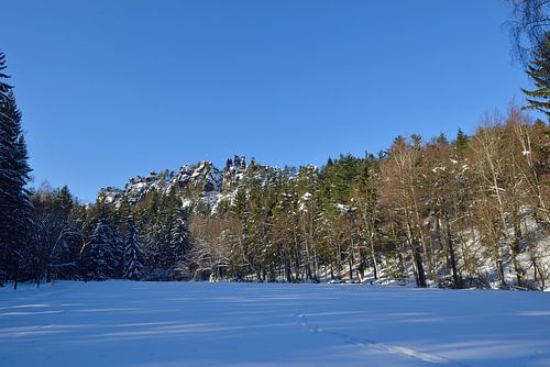 Rocher des nonnes dans les montagnes de Zittau