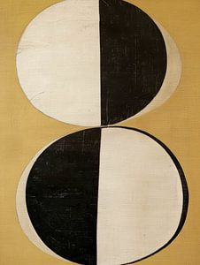 Moderner abstrakter Minimalismus in Gelb, Schwarz und Beige