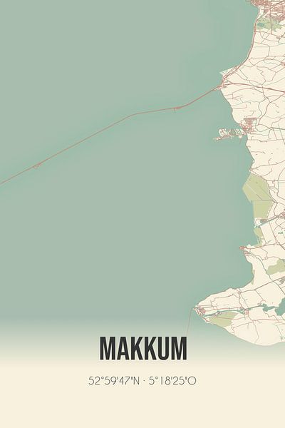Vintage map of Makkum (Fryslan) by Prints of Place