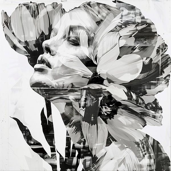 Die Harmonie von Flora und Mensch in Monochrom von Color Square