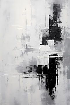 Abstract schilderij monochroom, zwart wit van Niphion Art